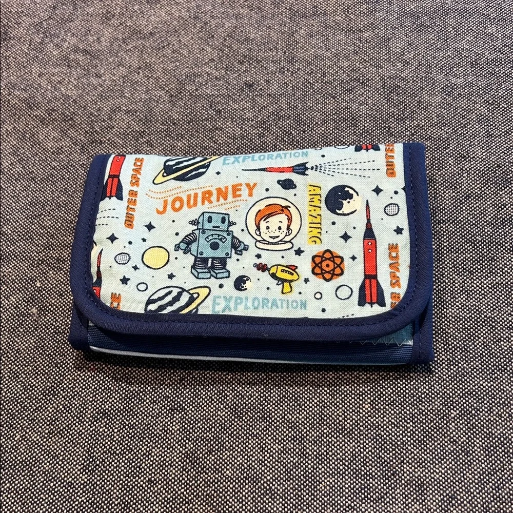 Kids Space Explorer Wallet Astronaut Rocket Tri-Fold Zipper Coin Pouch